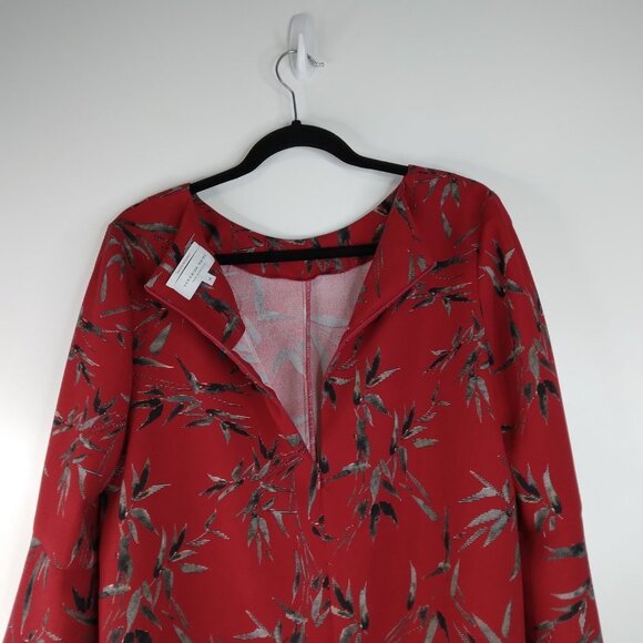 Veronika Maine Bell Sleeve Round Neck Red Top Size 14 - Picture 9 of 9